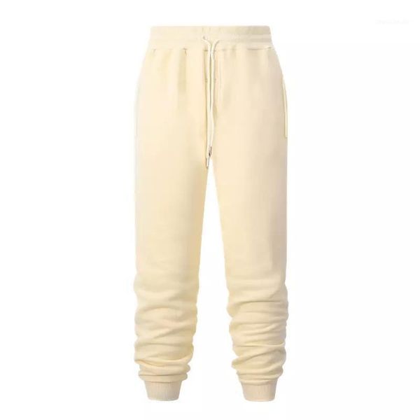 

running pants men solid color fleece warm threaded cuffs high 4961, Black;blue
