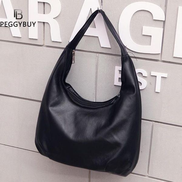 

fashion underarm bag large capacity solid soft female pu shoulder handbag hobos fashion exquisite shopping bag