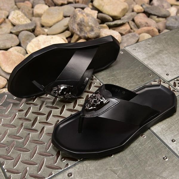 

black flops flat heel summer beach sandals for men new 2020 male slippers size euro 38-461