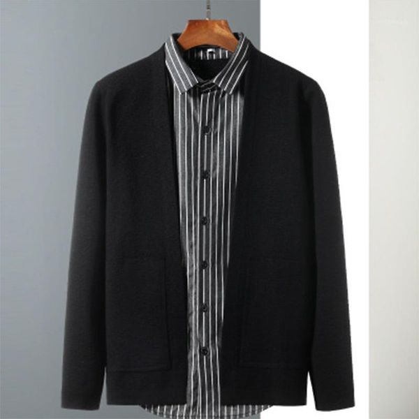 

men's sweaters autumn and winter cardigan men fashion patchwork men's sweater casual slim fit outwear knitwear male clothes 20211, White;black