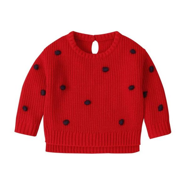

pullover autumn baby girls knitted sweater plush ball design kid sweaters long sleeve toddler cotton casual costume blouse2, Blue