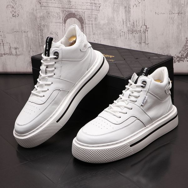 

spring autumn comfortable men's wedding dress shoes trendy lace-up men's casual walking loafers fashion round toe black white leat