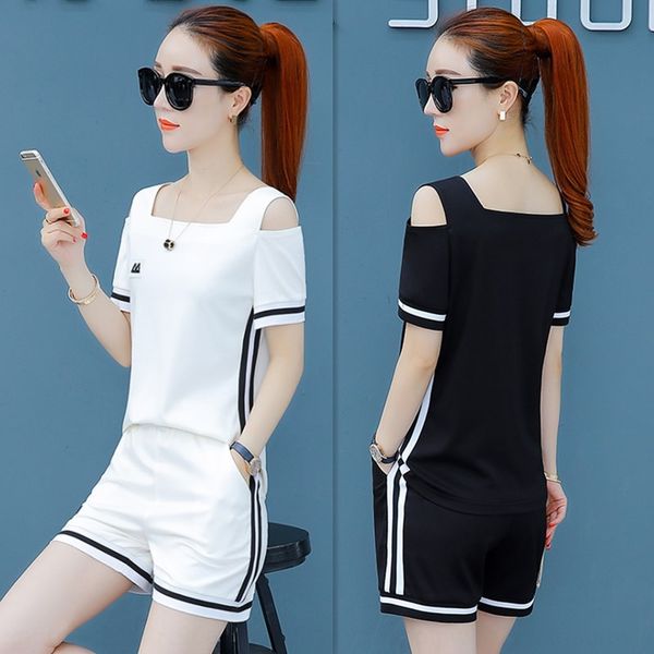 

sportswear suit women summer sportswear shorts and 2020 new korean women's loose short sleeve shorts fashion two piece set vl9s5, Gray