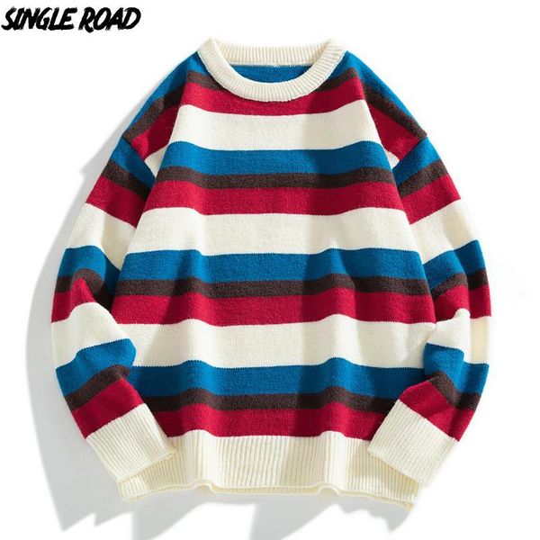 

singleroad mens knitted sweater men 2020 winter oversized stripe christmas sweater jumper hip hop pullover khaki men, White;black