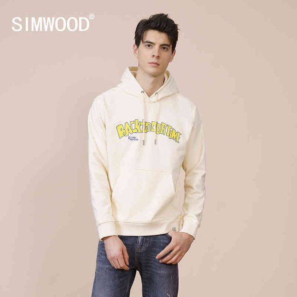 

simwood 2021 autumn new letter print hoodies men casual plus size hip hop streetwear sweatshirts fashion tracksuits, Blue;black