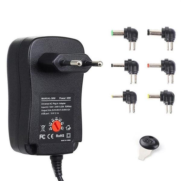 

3-12v 30w 2.1a ac/dc power supply adaptor universal charger adapters with 6 plugs adjustable voltage regulated power adaptera47413518p