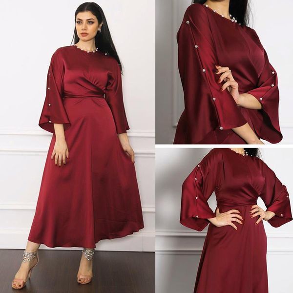 

vetement femme muslim fashion abaya dubai turkey hijab kaftan robe satin dress abayas for women islam clothing de moda musulmana1, Red
