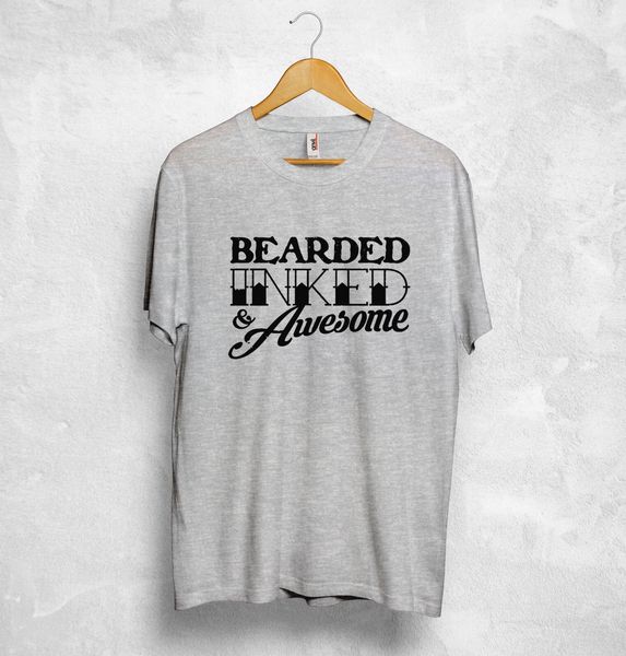 

funny casual short sleeve bearded inked awesome beard boyfriend hubby gift tattoo barber sport hooded sweatshirt hoodie t shirt