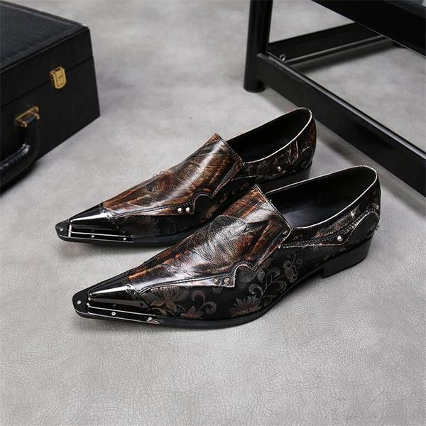 

fashion man formal shoes breathable genuine leather personality men business dress loafers oxford wedding shoes, Black