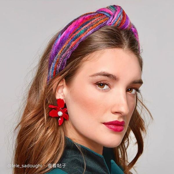 

new fashion girl hair band net celebrity style knitted knotted hair band high-end wool hairpin simple broad-sided headband w