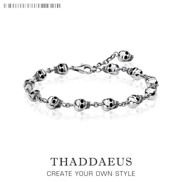 

skulls link chain bracelets 2019 punk 925 sterling silver trendy fashion rebel street jewelry thomas style for men women gift 1028, Black