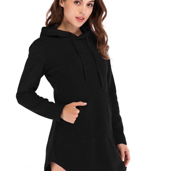 

autumn woolwool and winter mid-length pocket fleece hooded for women autumn sweater woolwool and winter mid-length pocket fleece hooded swea, Black
