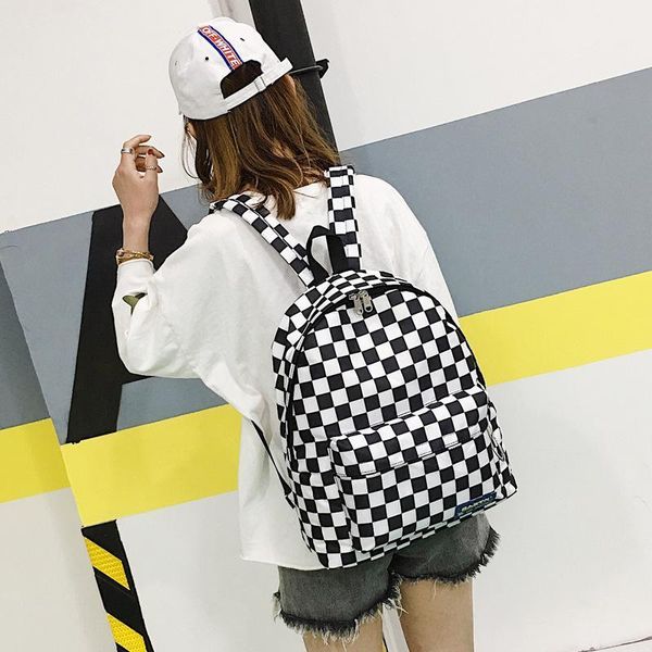 

new 2020 plaid nylon female travel daypack lapbackpack book schoolbags feminine school patchwork rucksack women bag rugzak1