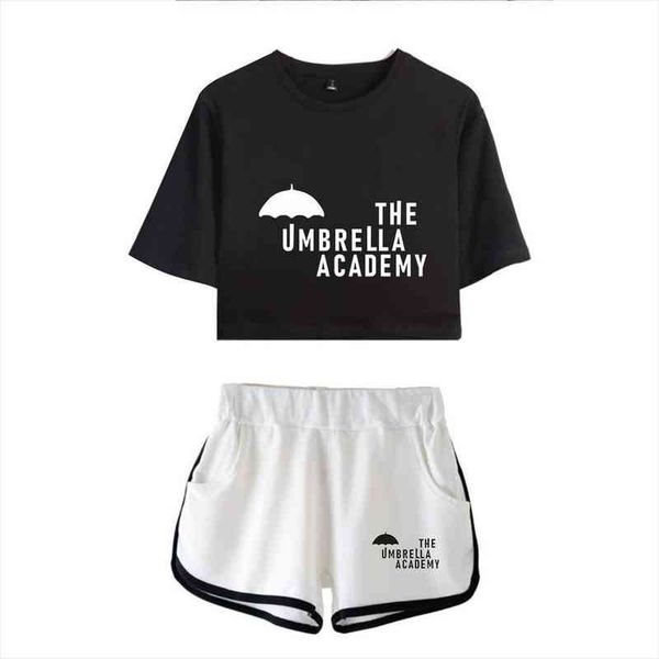 

the umbrella academy 2 piece set print t shirt streetwear shorts girls sportswear summer breathable short pants, Gray