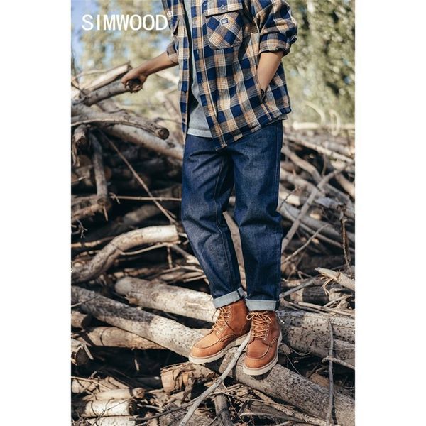 

simwood autumn new loose tapered jeans men vintage plus size denim trousers brand clothing sj170762 201111, Blue