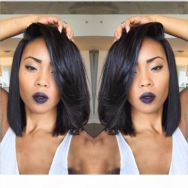 

selling brazilian 9a bob cut wigs human hair bob full lace wig for black women full culticle short bob full lace wig, Black;brown