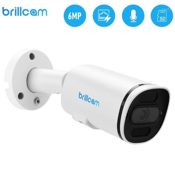 

brillcam 6mp uhd ir ip camera with 2.8mm len poe ip67 weatherproof ai micro sd recording built in microphone home cam1