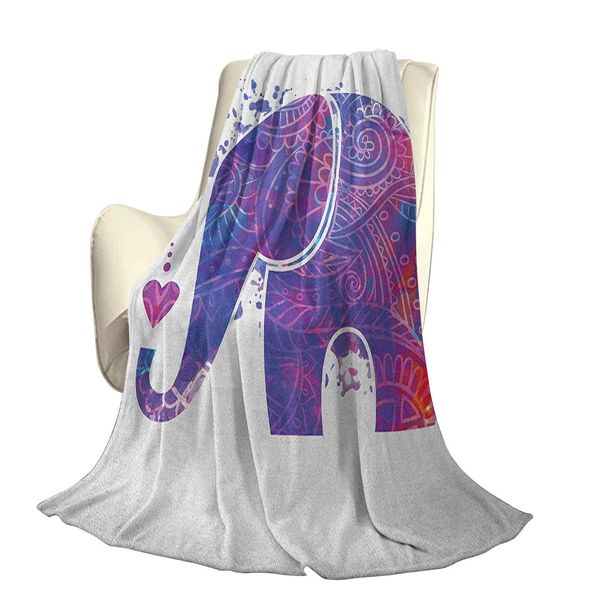 

floral silhouette with color splatters and a little heartoffice leisure blankets