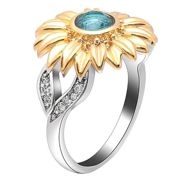 

wedding rings ufooro jewelry ring for woman silver color cute gold sunflower multicolor crystal gift women drop, Slivery;golden