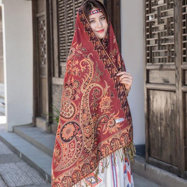 

ancient style embroidery embroidery on both sides cashmere scarf cloak thickening winter scarf blanket, Blue;gray