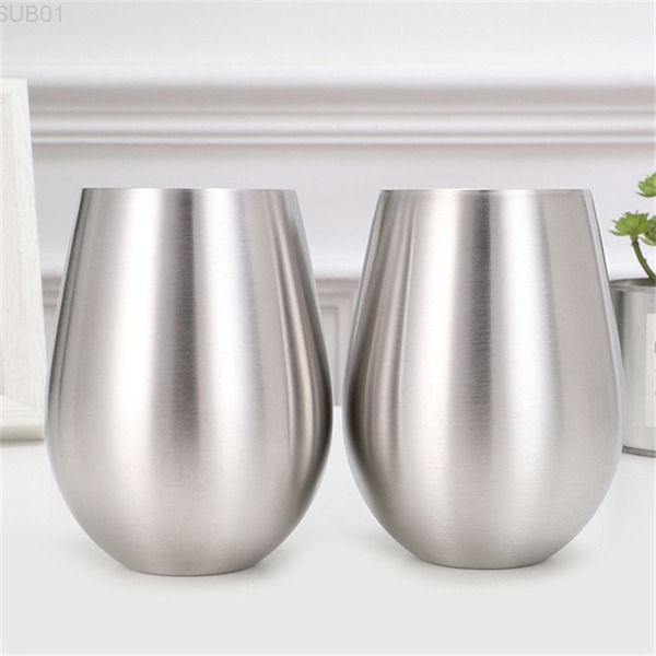 

18oz stemless glass stainless steel red wine glasses big capacity egg unbreakable mental drinking tumbler elegant water cup a05