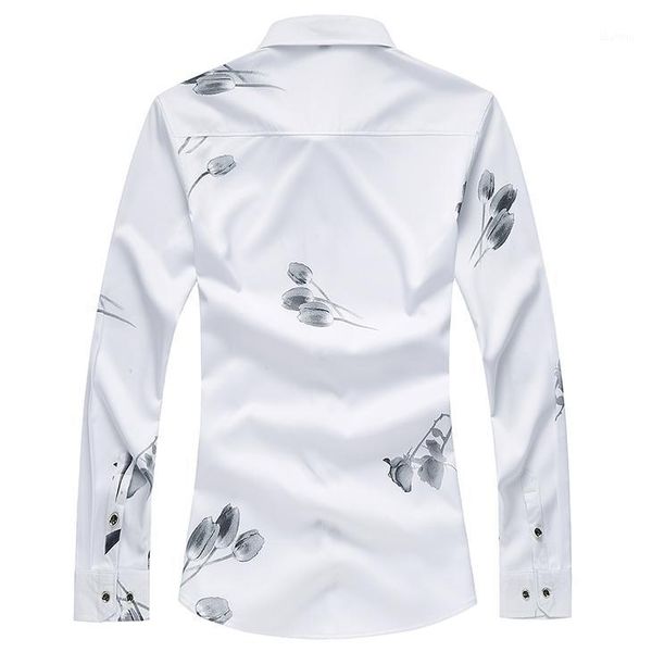 

men's casual shirts 3 colors 2021 autumn men's shirt floral print white long sleeve male brand clothes plus size 5xl 6xl 7xl1, White;black