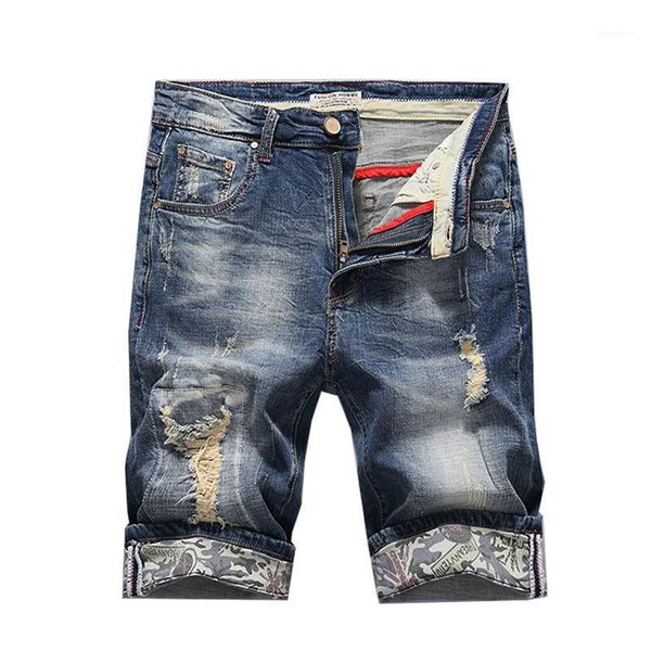 

8 style men jeans shorts ripped stretch slim fit trendy denim short streetwear hiphop distressed frayed male biker moto short 401, Blue