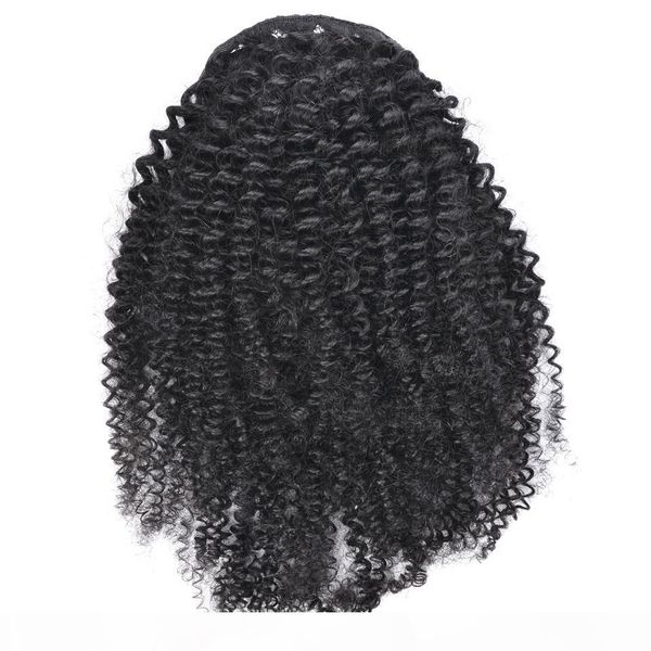 

3b 3c kinky curly clip in ponytail human hair extensions brazilian hair products drawstring ponytail hairpieces natural color remy hair 120g, Black