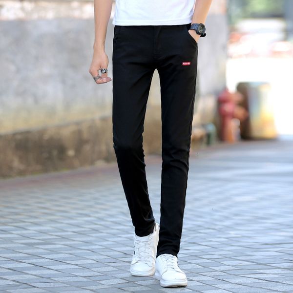 

autumn and winter 2020 black trend korean elastic leggings belt casual men's pants
