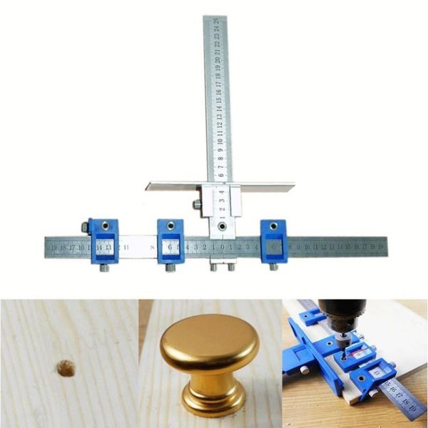 

english/metric cabinet drill guide punch locator woodworking drilling dowelling hole jig hardware jig adjustable