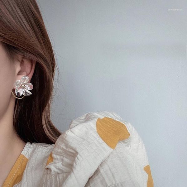

aensoa fashion big resin flowers drop earrings for women girl handmade acrylic statement dangle earrings gift jewelry wholesale1, Silver