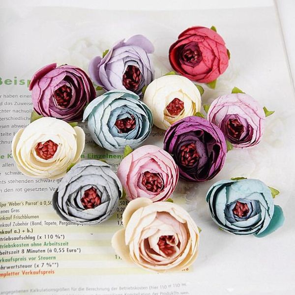 

wholesales 16 colors tea rose bud 5cm peony fake bridal bouquets silk flowers head party decoration garden decor zror