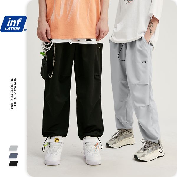 

inflation 2020 collection men cargo pants skater fit men thin cargo pants elastic waist men streetwear track pants 93404w lj201007, Black
