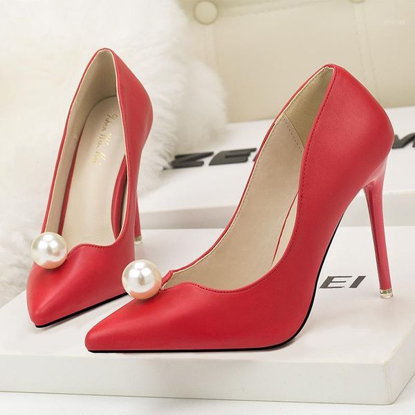 

dress shoes pumps women fashion pearls pointed toe high heels party woman red stiletto ladies wedding bridal shoes1, Black