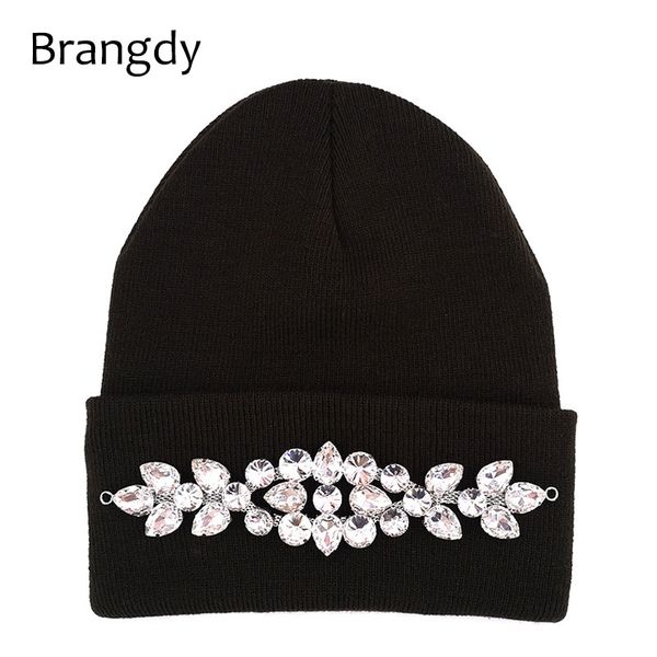 

winter women cotton rhinestone beanies hats ladies elastic knitted beanies skullies hats for femme warm autumn bonnet ski caps y200102, Blue;gray