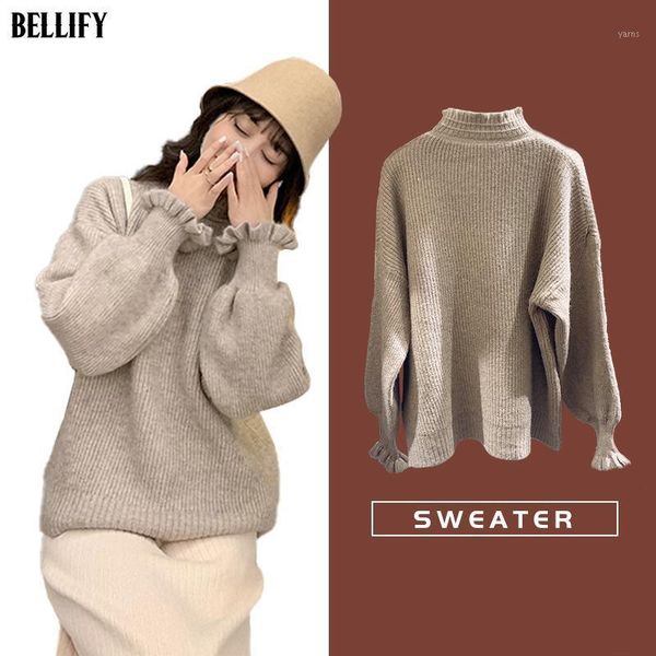 

womens turtleneck oversized sweaters slim tight long sleeve pullover loose knit jumper a181, White;black