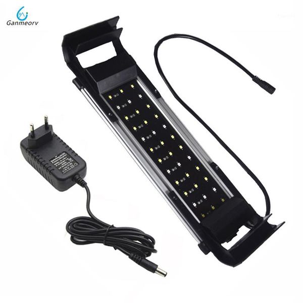 

20-40cm 6w aquarium led lighting fish tank light lamp with extendable brackets 24 white and 12 blue leds fit for aquarium decro1