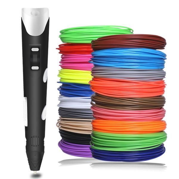 

original model 3d pen diy 3 d printing drawing pens with 100/200 meter abs filament creative toy gift for kids design wholesale y200428