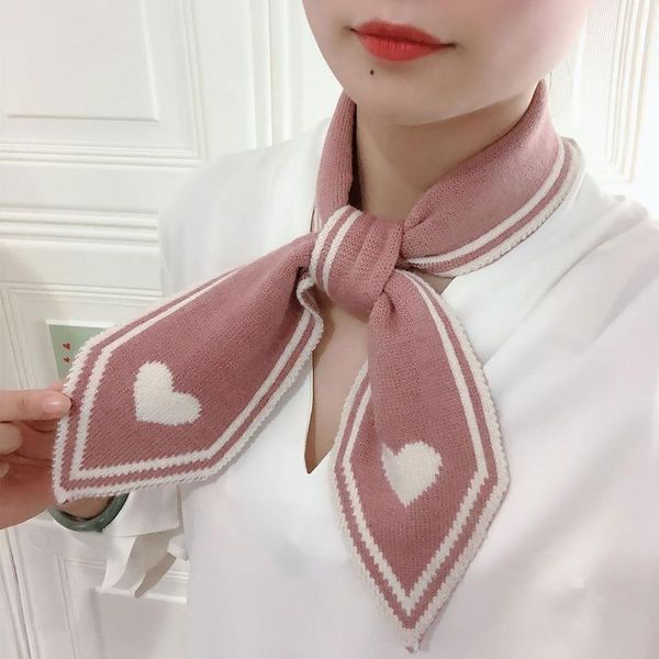 

scarves spring knit wool woman scarf loving heart pure color neckerchief bufanda mujer hair 95-9.5cm lady headdress, Blue;gray