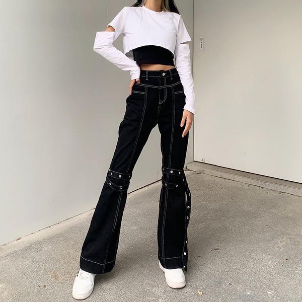 

women's jeans aesthetic casual black denim pants hip hop high waist women harajuku fashion skinny long trousers ladies streetwear 2021, Blue