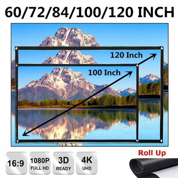 

projection screens leory 16: 9 screen cloth 60/72/84/100/120inch outdoor soft projector movie foldable for home camping film1