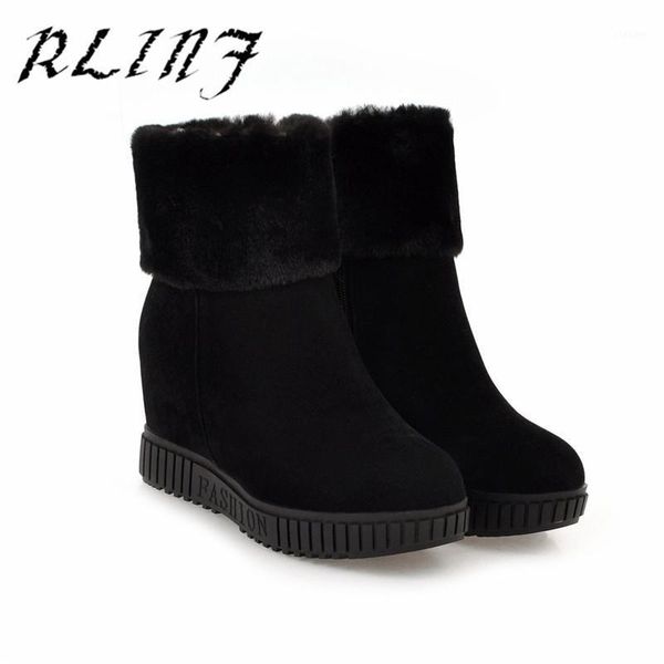 

rlinf beauty wool sandal boots, warm snow boots, high wedges, casual boots1, Black