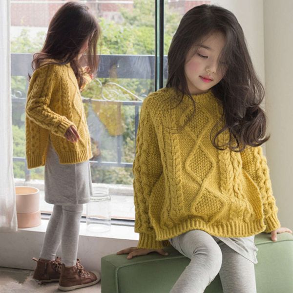 

autumn 19040 winter 2020 korean girls' yellow round neck long sve thickened pullover knitted sweater, Blue