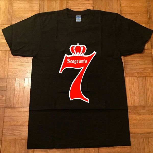 

rare-vtg 80s seagram's 7 crown whiskey surf skate streetwear black t shirt sport hooded sweatshirt hoodie
