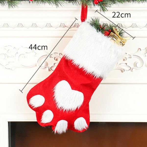 

christmas decorations stockings holder bag hanging holiday plush pet pattern gift home decorations1