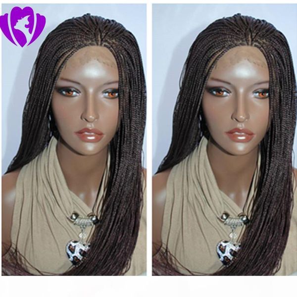 

stock 10-30inches black dark brown blonde burgundy long braids lace wig cosplay style brazilian meidum braided lace front wig for women