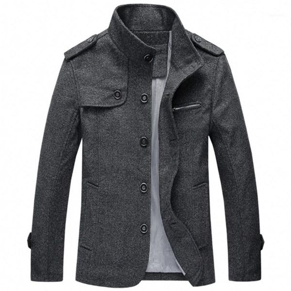 

yjsfg house fashion men trench coat autumn winter warm thicken jackets woolen peacoat long overcoat plus size smart casual, Black