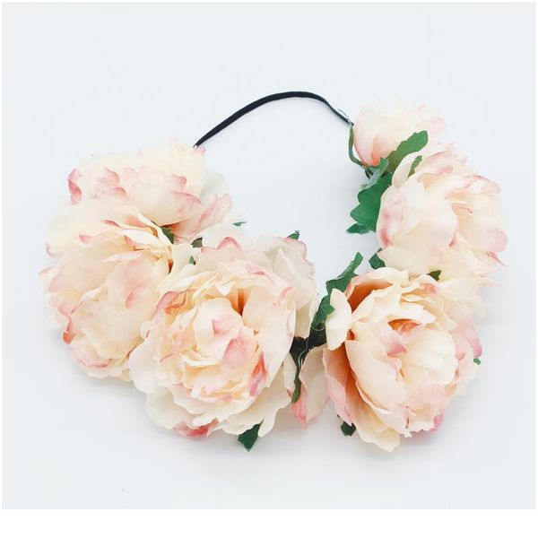 

peony flower crown kids girls floral headband garlands hair accessories bride bohemian flower wreath beach headwear h qylvmb