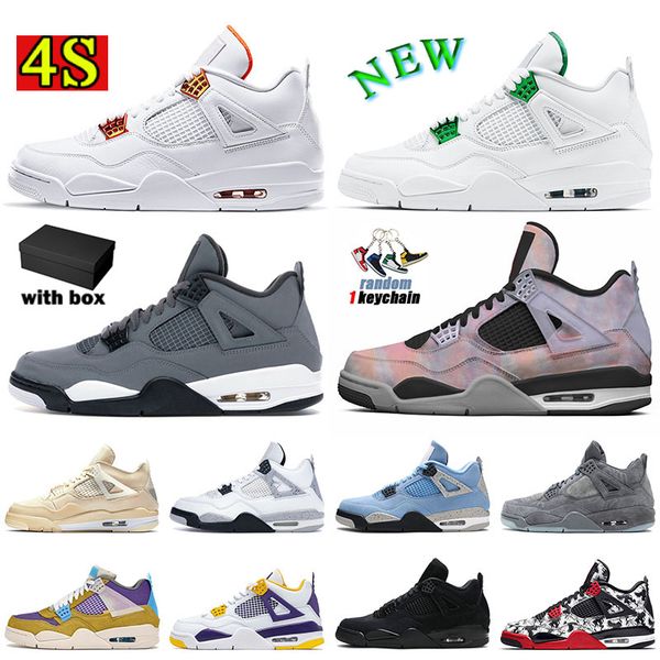

4 4s metallic design basketball shoes 2022 jumpman4s designer jumpman vintage metallic-green orange gold zen master cool grey 2021 court pur
