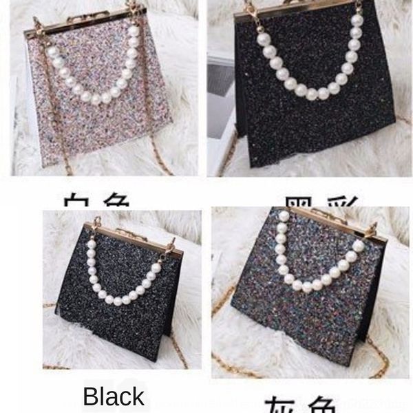 

omrhy hand small square women small new korean single of simple pearl 2021 sequin temperament version shoulder crossbite handbag square bag